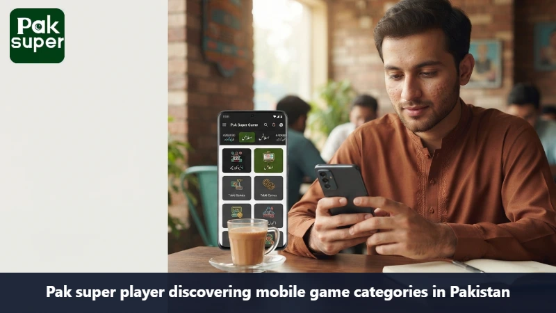 Pak super player discovering mobile game categories in Pakistan